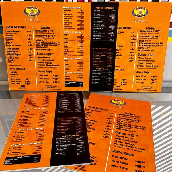 Cardápios para lanchonete